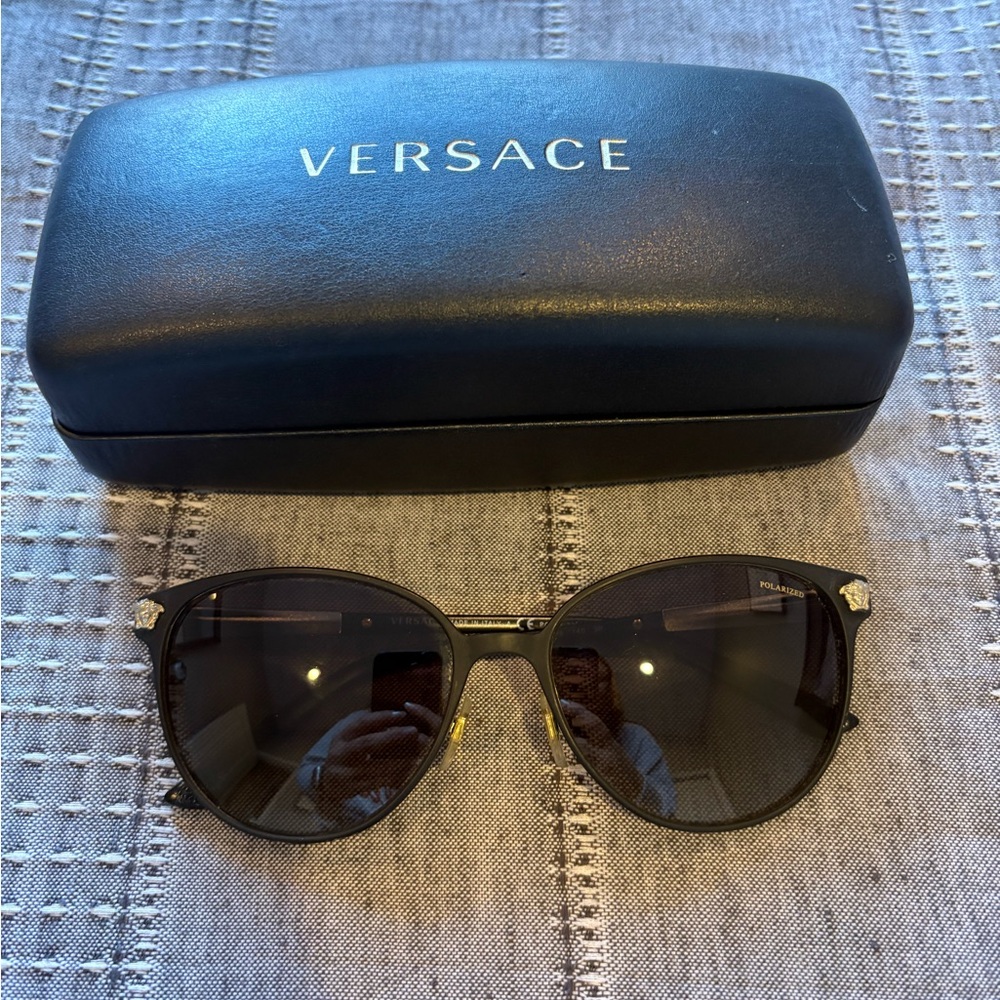 Versace Black Sunglasses with Gold Accents
